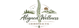 The text ‘Aligned Wellness’ appears in elegant script