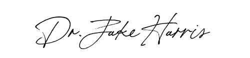 A stylized handwritten signature reading ‘Dr. Jake Harris’